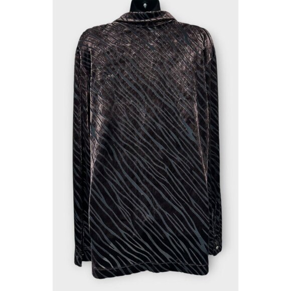 Vintage Panhandle Slim Womens M Brown Burnout Velvet Blouse Buttons Western Boho - Picture 2 of 7